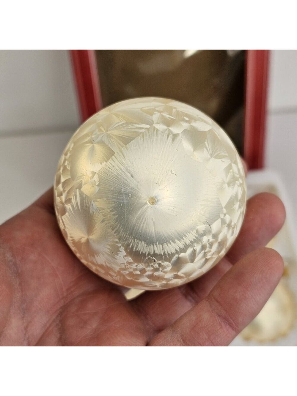 Vintage Glass Christmas Ornaments Danson White Round - Picture 3 of 8